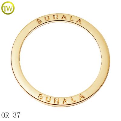 China Nickel Free/Lead Free Gold Round Shape Logo Rings Private Letter O Ring Buckle Swimwear Brand Accessory For Sling Bags for sale