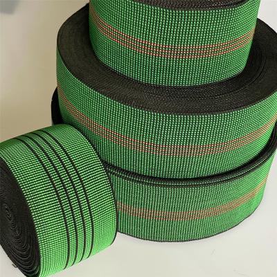 China 200000M/10DAYS New Green Black Color PP and PE Material Elastic Rubber Webbing Sofa Webbing Sofa Strap for sale