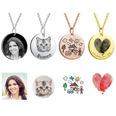 China Custom Europe and America Pet Portrait Necklace Cat Dog Photo Stainless Steel Jewelry Pet Birthday Gift DIY for Pamper Lovers Cut Out Neckl gift for sale