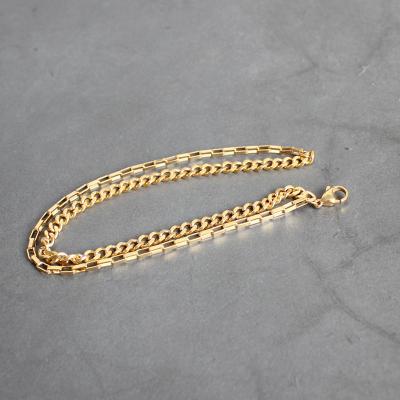 China Fashion Jewelry Stainless Steel Chain Bracelet Bangle Double 18K Gold Bangle Accessories Unisex Casual/Sporty Gift for sale