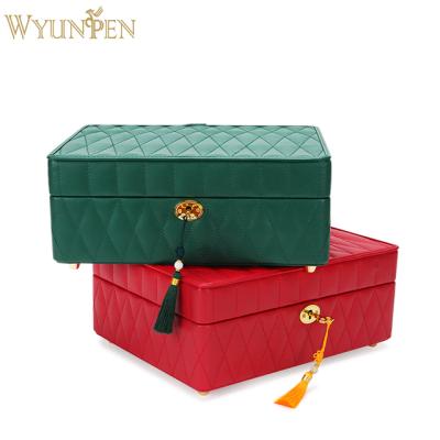 China Custom WYP Logo Gift Cosmetic Ring Jewelry Organizer Luxury Velvet Leather Bracelet Earring Packaging Necklace Box for sale