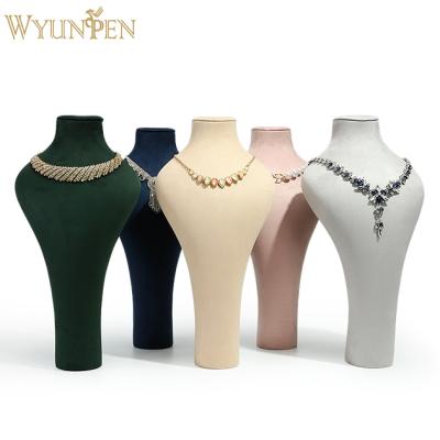 China Morden WYP Customized High Quality Handmade Elegant Suede Leather Jewelry Necklace Display Bust for sale