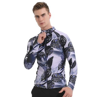 China Comfortable Men's Long Sleeve Printed Rashie Sun Protection Quick Dry Rash Guard Swim Shirt for sale