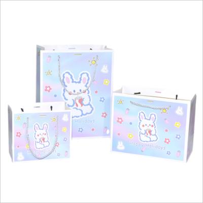 China Recyclable Custom Gift Bag Cute Rabbit Birthday Gift Handheld Paper Bag Environmentally Friendly for sale