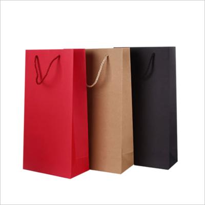 China Recyclable Wine Bag Paper Packaging Custom Logo Wine Bag Portable Packaging Gift Bag for sale