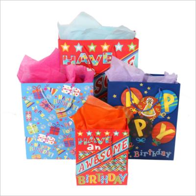 China Recyclable Colorful Lovely Happy Birthday Gift Paper Bag Gift Bag For Kids for sale