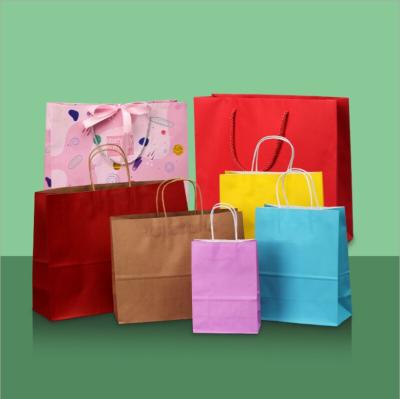 China Recycled Materials Wholesale Clear Brown Tote Bag Self Seal Paper Bag Pink Red Polka Dot Bow Gift Bag Can Be Customized LOGO for sale