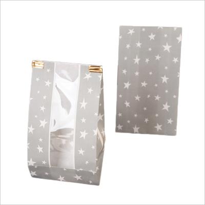 China Online Custom Candy Gift Bag Transparent Color Printing Window Pastry Cookie Tilt Bottom Self Seal Paper Bag Takeout Bag for sale