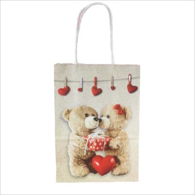 China Recyclable Teddy Bear Tote Bag Caring Wrapping Paper Cuddly Bag For Valentine's Day With Hand Gift Bag for sale