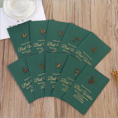 China China Vintage Greeting Card DIY Creative Metal Bronzed Elegant Folding Birthday Greeting Card for sale