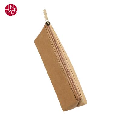 China Hot Sale Cheap Durable Waterproof Brown Kraft Paper School Pencil Case With Your Own Logo Wholesale Custom Printed With Ziplock for sale