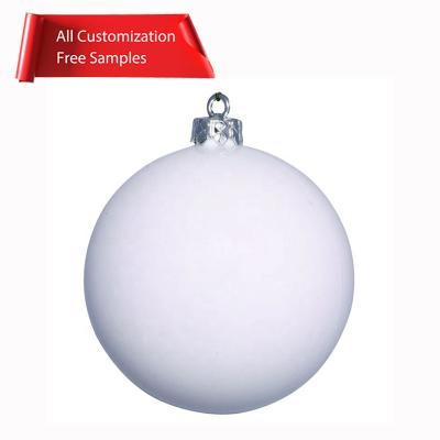 China DIY Custom Plastic / Glass White Christmas Ball Decorating Simple White Christmas Sphere Ornaments for sale