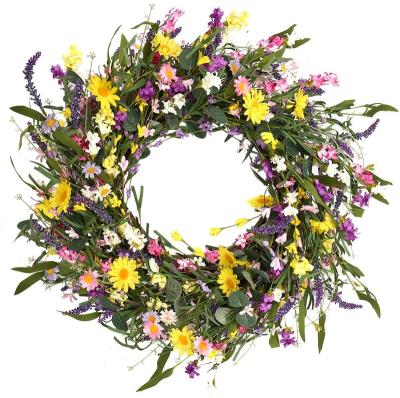 China Beautiful Artificial Spring Decoration Spring and Summer Wreath for Front Door Or Home Decoration 24