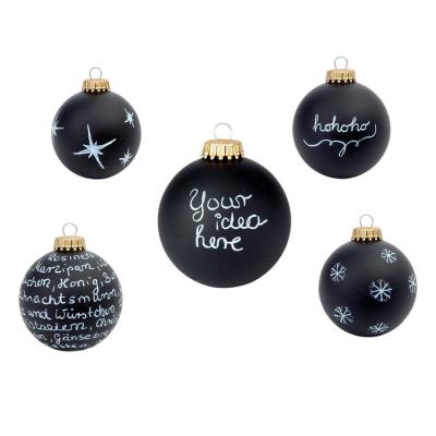 China High quality product 10cm novelty 10cm black white diy black christmas glass plastic baubles for sale for sale