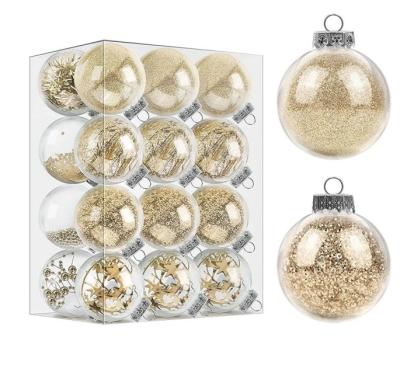 China 2022 New Design Gold Clear Plastic Shatterproof Christmas Baubles Exquisite Christmas Balls For Christmas Tree Decorations for sale