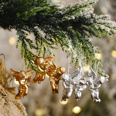 China Hanging Ornament 90mm Plastic Angel Ornament Pendant Gift Hanging Ornaments for Christmas Tree Decorations for sale