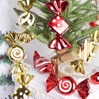 China Hanging Ornament Personalize Customizable Exquisite Red Candy Christmas Tree Ornament Plastic Hanging Ornaments 10cm for sale