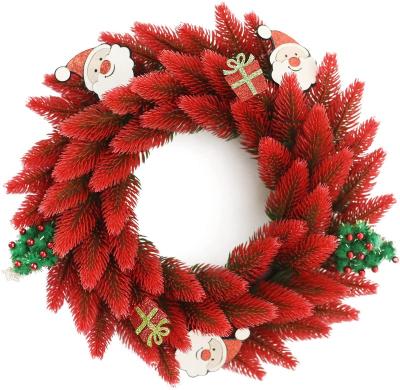 China Christmas Decorations Wholesale Custom Cheap Artificial Berry Santa Decoration Red 60CM Christmas Wreath For Home Hanging Decor for sale