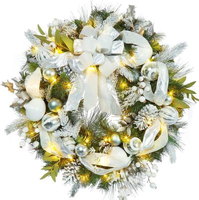 China Christmas Decorations Factory Making Wholesale Bulk Luxury PE Bows Artificial Christmas Garlands For Outdoor Decorations for sale