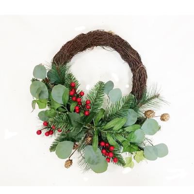 China PVC / Plastic Hot Sale Christmas Rattan Wreath Wholesale 50cm Artificial Decoration Wreath On The Door for sale