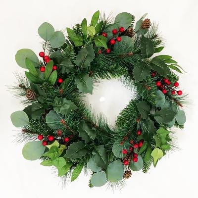 China PVC / New Plastic Top Luxury Christmas Decoration Supplies Wreath Artificial Natural 50cm Santa Christmas Wreath for sale