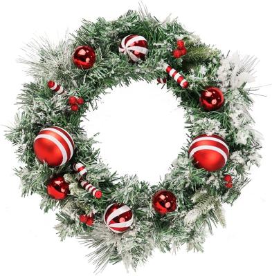 China Custom Made Luxury Candy Cane And Ball Christmas Garlands Christmas Ornaments And Garlands For Front Door Hanging Decorations for sale