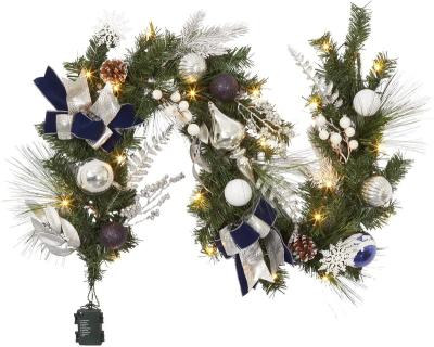 China Cheap Plastic White Christmas Decorations Arch Berry Pinecone Greenery Christmas Garland Artificial For Decorative Christmas Tree for sale