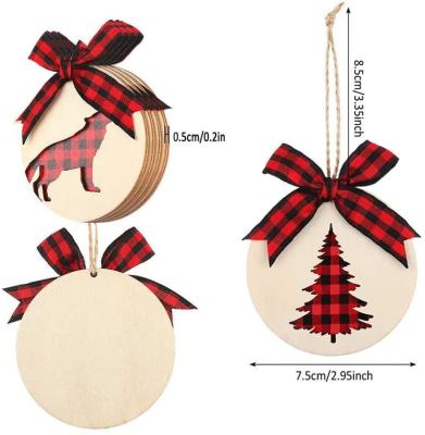 China Wholesale Wooden Hanging Ornament Christmas Ornaments Christmas Tree Decorations Laser Cut 8CM Disc Hanging Ornament for sale