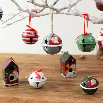 China Hanging Ornament 2021 Hot Sale 6/8/10CM Small Ornament Wholesale Metal Bell Christmas Hanging Ornaments For Christmas Decor for sale