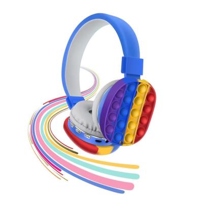 China Portable Cute Wireless Earbud Music Popit Stereo Cute Headphones Rainbow Headband Busy Person Headset for sale