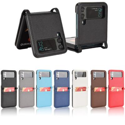 China Shockproof Durable PU Leather Cell Phone Case With Card Slots Holder Mobile Phone Shell For Samsung Galaxy Z Flip 3 for sale