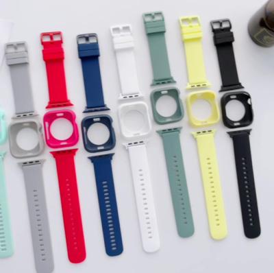 China Wholesale Breathable Silicone Watch Band Shockproof Protective Case For Apple Watch Series 7 Se Watch Band 6 5 4 for sale