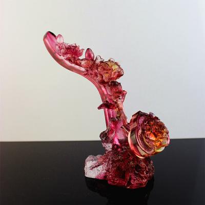 China RED Chinese Backflow Decoration Fengming New Product Antique Home Incense Glass Censer Opener for Desktop for sale