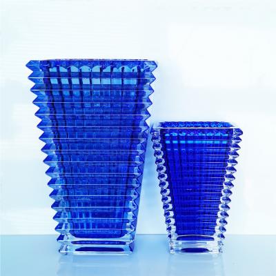 China CLASSIC Unique Home Decoration Square Design Fengming Clear Glass Crystal Vase for sale