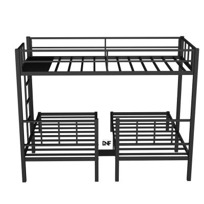 China Modern Triple bunk bed with Side Ladder and Full-Length Guardrail Space-Saving Design Metal Bunk Bed Dormitory bed for sale