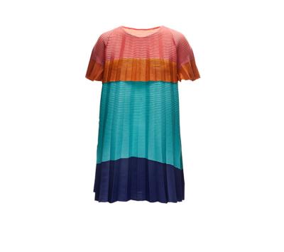 China 2021 anti-static newcomers pleated dress summer dress pacthwork club wear mini dress for sale