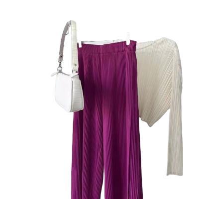 China Hot-selling Anti-wrinkle women pleated pants miyake wide-leg pants women casual pants for sale