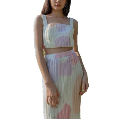 China QUICK DRY Dress Set For Women Pleated Matching Two Piece Set Fits Slim Fit Set For Women for sale