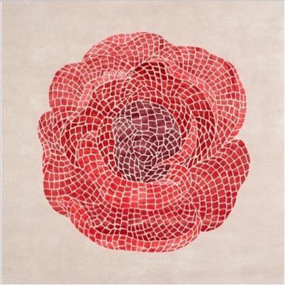 China Stain Resistant Handmade Carpets Design Modern Red Flower Rugs Large Living Room for sale