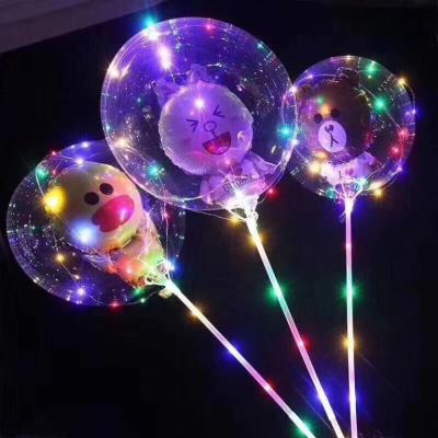 China Fashional Luminous Inflatable Bubble Balloon Led For Twinkle Light String Bobo Balloon Magic Bubble Balloon With Stick for sale