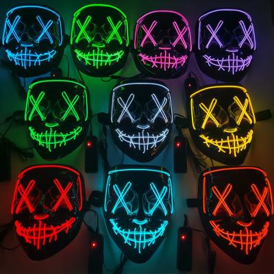 China Fashional Praise Halloween Neon Led Mask Light Up Face Part Mask Cosplay Led Glowing Halloween Cosplay Mask for sale