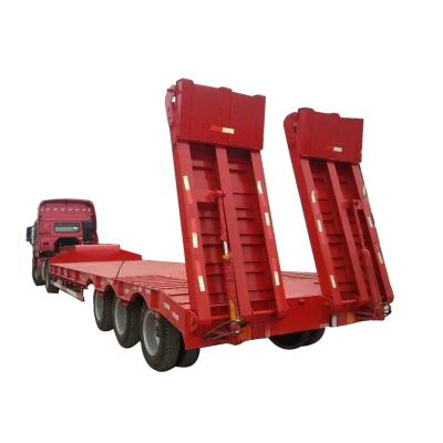 China Semi Truck Trailer Excavator Load Trailer Gooseneck Lowbed Trailer 50T Truck Trailer for sale