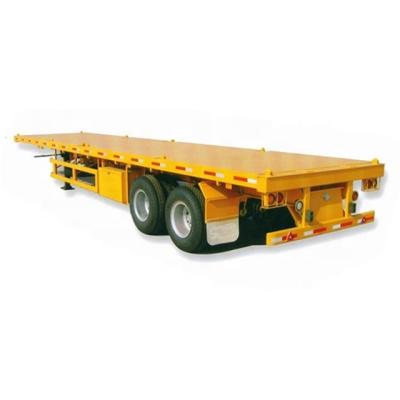 China Flatbed Truck Trailer 20ft Flatbed Truck Trailer For 20ft 40ft Container Transport Trailer for sale