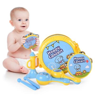 China BAOLI Educational 4 in 1 Toddler Cartoon Bass Drum Musical Instrument Toys Plastic Toy Hand Drum for sale