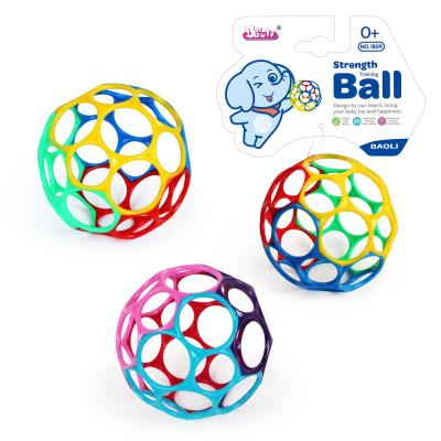 China TPR BAOLI TPR Baby Strength Training Ball Plastic Toddlers Hand Grip Soft Ball Rattle for sale