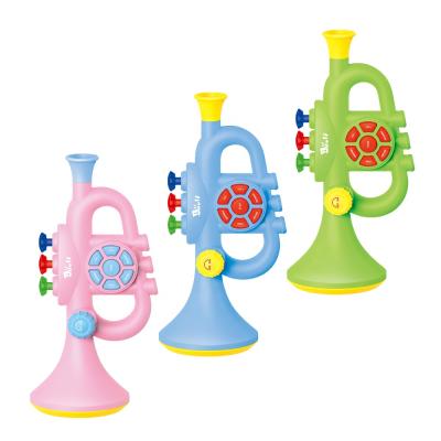 China BAOLI Battery Operated Cartoon Trumpet Electronic Music Learning Toys Musical Instrument Toys Sound Trumpet for sale