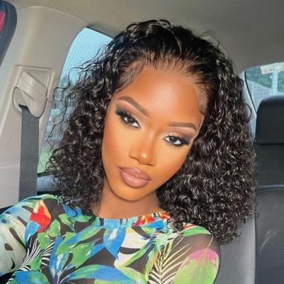 China Virgin Human Hair Full Lace Body Wave Human Hair Wigs Deep Wave Loose Deep Wave Front Bob Wigs For Women Raw Color Lace Front Short Bob Wigs Human Hair Curly for sale