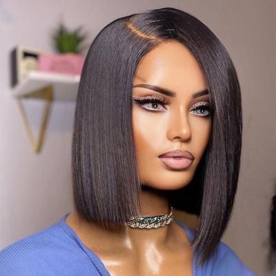 China Straight Transparent Lace Front Wigs For Black Women Bob Wigs HD Human Hair Wig Body Wave Pulled Bone Raw Vietnamese Double Full for sale