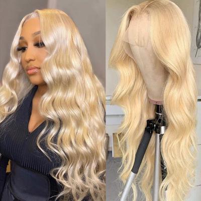 China Body Wave 26 28 30 Inch 613 Hd Highlight Human Hair Full Lace Wigs Virgin Human Hair 13X4 13X6 Hd Blonde Raw Lace Frontal Wig for sale