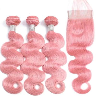 China Raw Unprocessed Indian Straight Curly Curl Bundles With Closure Pink Color Hair Bundles 26 Inch Red Hair Bundles With Headband for sale